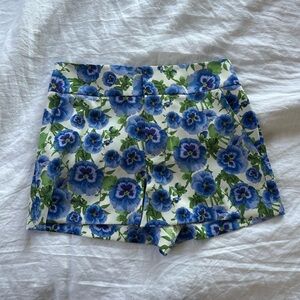Alice + Olivia Blue Floral “Perfect Pansy” Shorts